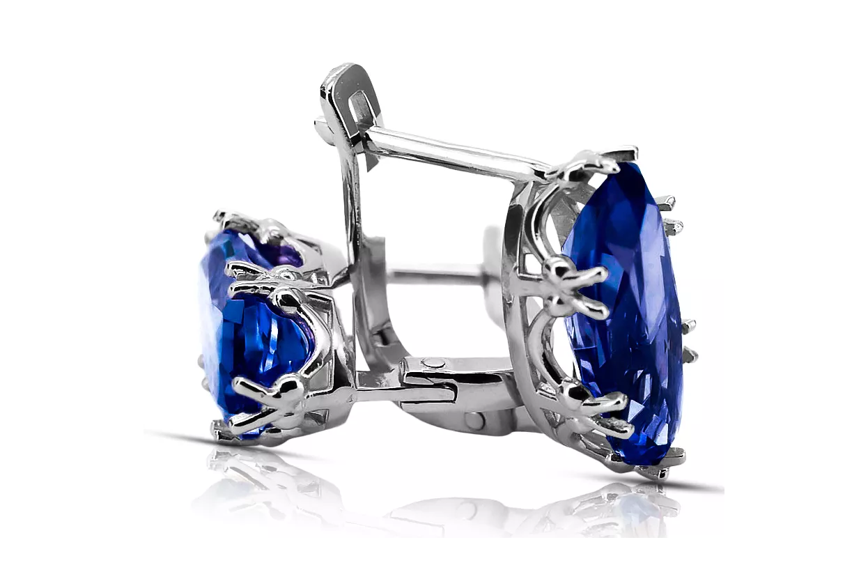 Vintage craft Earrings Sapphire Sterling silver 925 vec021s Vintage craft Earrings Sapphire Sterling silver 925 vec021s